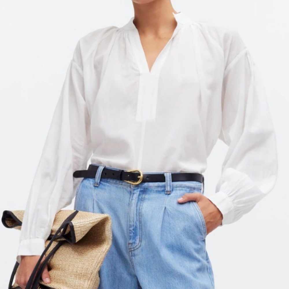 NWT white Madewell long sleeve top size large
